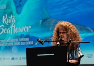 Ministra Yesenia Olaya Requene en presentación de los resultados de las expediciones científicas marinas Seaflower.