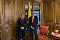 El ministro de Ciencia, Tecnología e Innovación, Tito José Crissien Borrero, se reunió con el embajador de Colombia en Francia, Mauricio Vargas, para organizar el taller binacional, que contará con la asistencia de expertos franceses en temas de hidrógeno